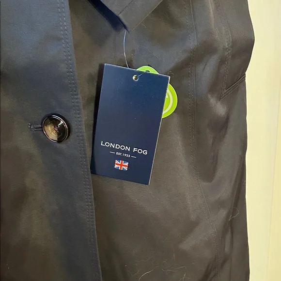 London Fog blackTrench Coat with Belt - Picture 6 of 11